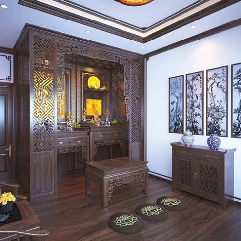 Thiết Kế Vách Ngăn Phòng Thờ Đẹp VN-4403