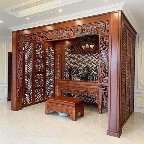 Vách Gỗ Gõ Đỏ Ngăn Phòng Thờ VN-4401