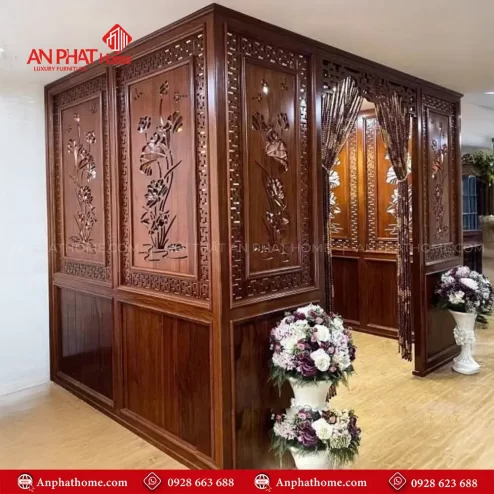Vách Ngăn Bàn Thờ Gỗ Gụ Cao Cấp VN-4400