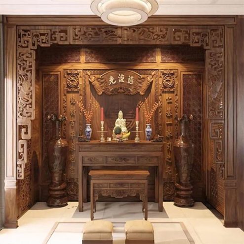 Vách Ngăn Không Gian Thờ Gỗ Công Nghiệp Hiện Đại VN-4397