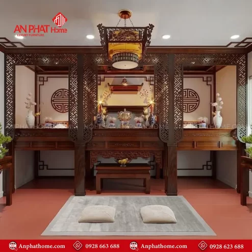 Vách Ngăn Không Gian Thờ Kết Hợp Triện Trang Trí VN-4382