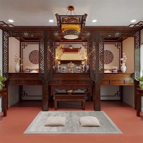 Vách Ngăn Không Gian Thờ Kết Hợp Triện Trang Trí VN-4382