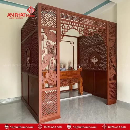 Vách Ngăn Không Gian Thờ Mẫu Hoa Sen VN-4426