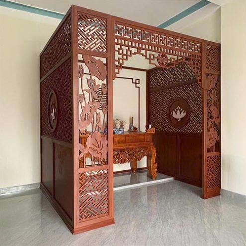 Vách Ngăn Không Gian Thờ Mẫu Hoa Sen VN-4426