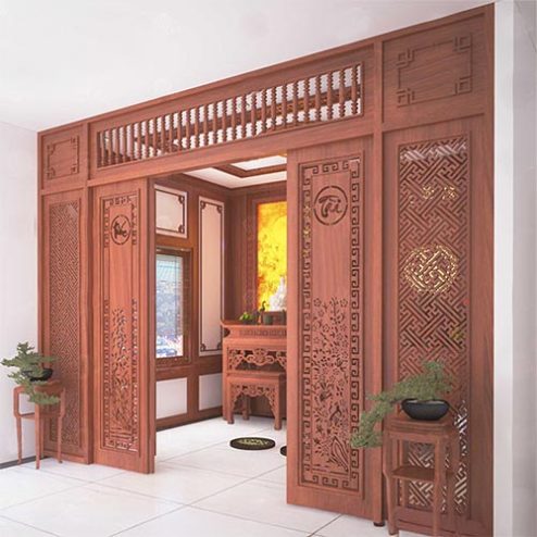 Vách Ngăn Phòng Thờ Kết Hợp Cửa Lùa Đẹp VN-4387