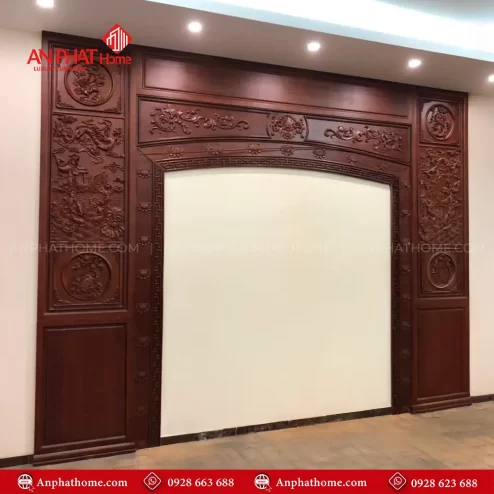 Vách Ốp Bàn Thờ Gỗ Gụ VN-4373