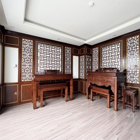 Vách Ốp Không Gian Thờ Phật Và Gia Tiên Đơn Giản VN-4385