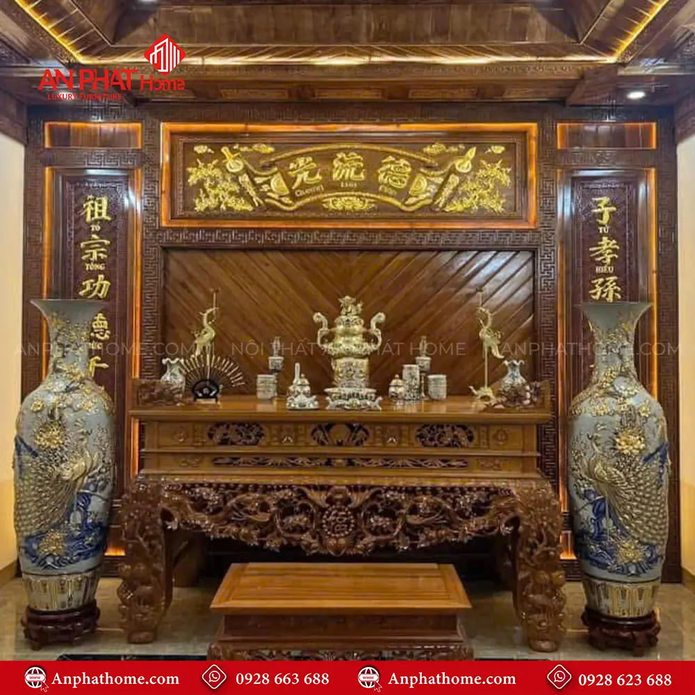 Vách Ốp Phòng Thờ Gỗ Gụ Cao Cấp VN-4435 3 Vách Ốp Phòng Thờ Gỗ Gụ Cao Cấp VN-4435