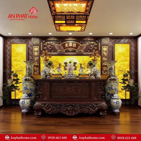 Vách Ốp Phòng Thờ Gỗ Gụ Hiện Đại VN-4414