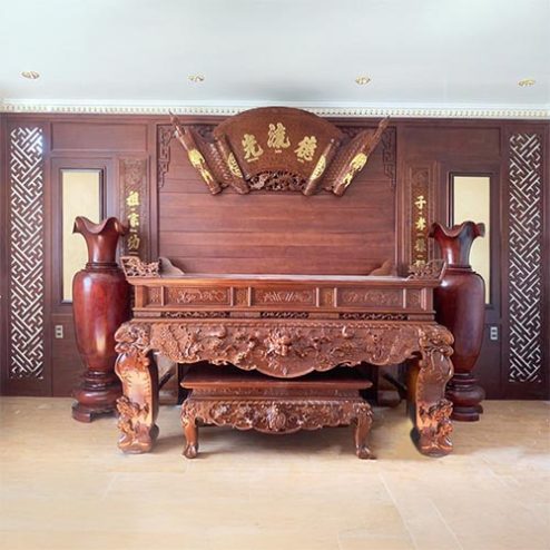 Vách Ốp Phòng Thờ Gỗ Tự Nhiên Hiện Đại VN-4381