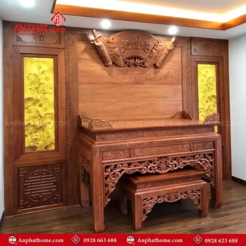 Vách Ốp Phòng Thờ Gỗ Tự Nhiên VN-4378