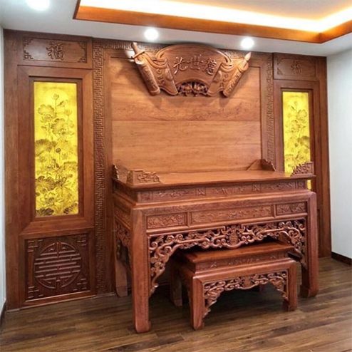 Vách Ốp Phòng Thờ Gỗ Tự Nhiên VN-4378