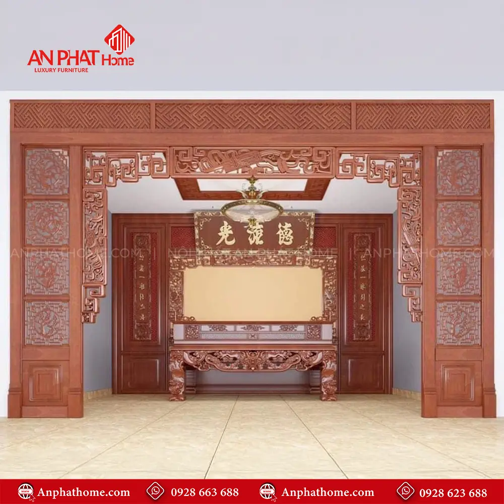 Vách Ốp Phòng Thờ Kết Hợp Cửa Vách Gỗ Hương Đá VN-4369 3 Vách Ốp Phòng Thờ Kết Hợp Cửa Vách Gỗ Hương Đá VN-4369