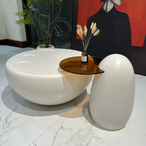 Bàn trà decor tròn sang trọng hiện đại B-3049 An Phát Home