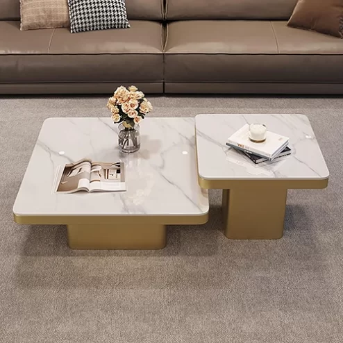 Bàn trà đôi vuông mặt đá Ceramic chống xước đẹp hiện đại B-3047 An Phát Home