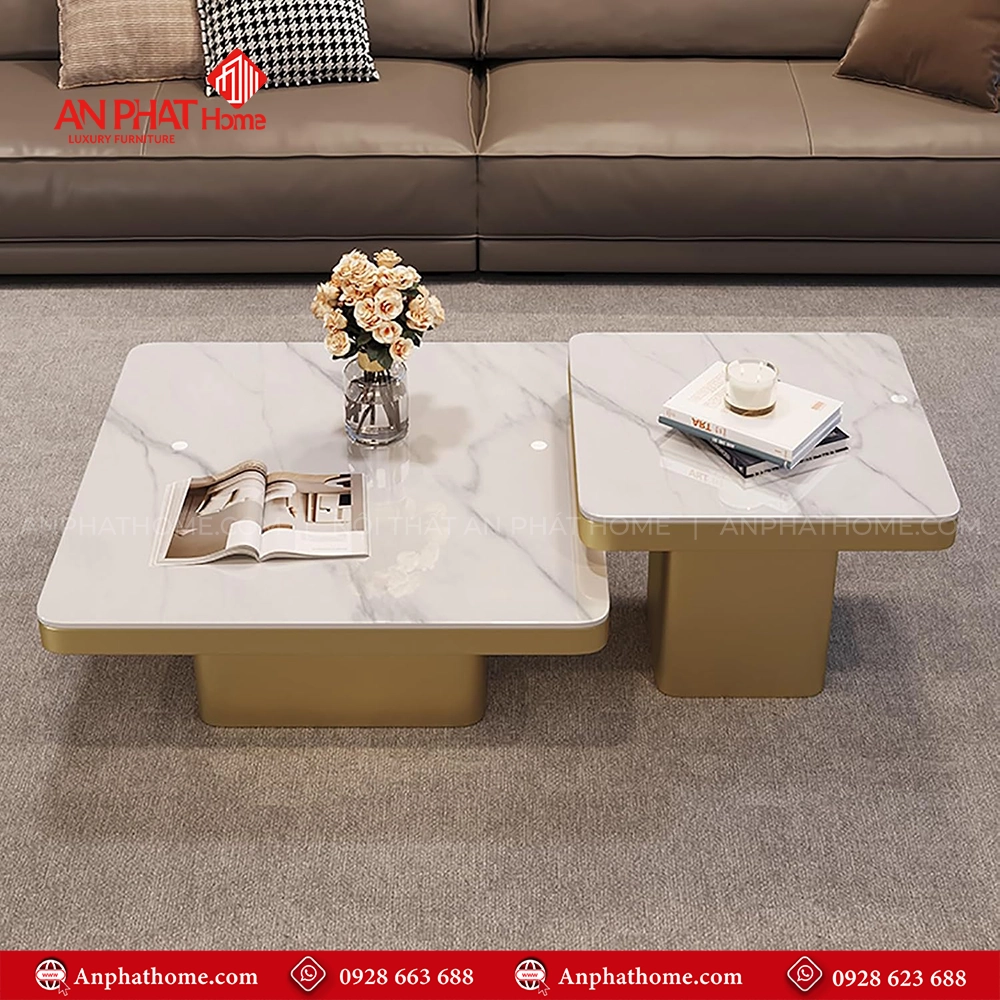 Bàn trà đôi vuông mặt đá Ceramic chống xước đẹp hiện đại B-3047 9 Bàn trà đôi vuông mặt đá Ceramic chống xước đẹp hiện đại B-3047 An Phát Home