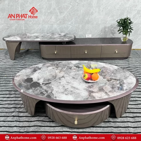Bàn trà mặt đá đôi thiết kế độc đáo B-3053 An Phát Home