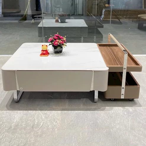 Bàn trà mặt đá nhập khẩu kèm bàn phụ đẹp mắt B-3054 An Phát Home