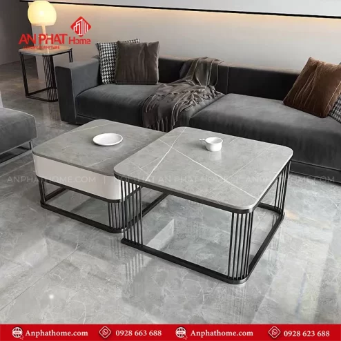 Bàn trà mặt đá vuông đôi có hộp tiện lợi B-3052 An Phát Home