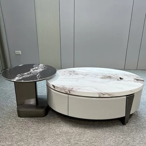 Bàn trà phòng khách đôi mặt đá cẩm thạch cao cấp B-3046 An Phát Home