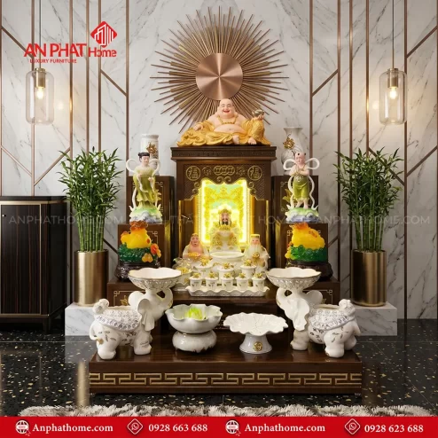 Bàn Thần Tài Đẹp Hiện Đại Mái Bằng BT-2695