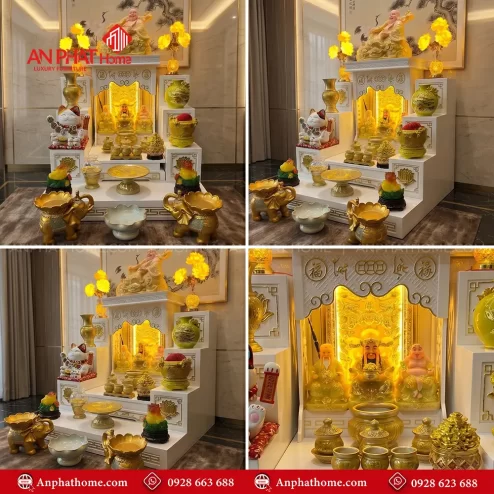 Bàn Thần Tài Hiện Đại Trắng Đồ Thờ Bát Nhã Tâm Kinh Nhập Khẩu BT-2703
