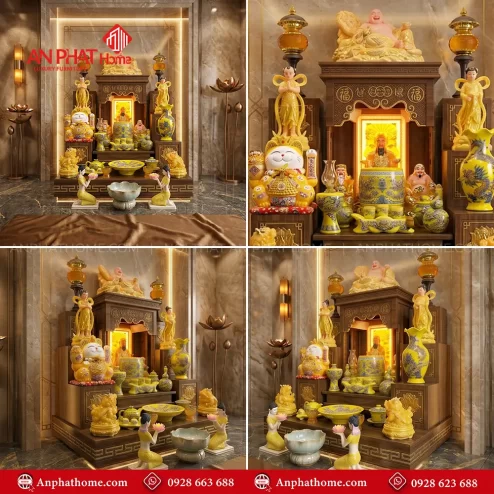 Ban Thần Tài Ông Địa Đủ Đồ Thờ Đắp Nổi Bát Tràng BT-2699