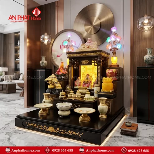 Ban Thần Tài Thổ Địa Cao Cấp Mái Bằng Đồ Thờ Bát Nhã Tâm Kinh BT-2693
