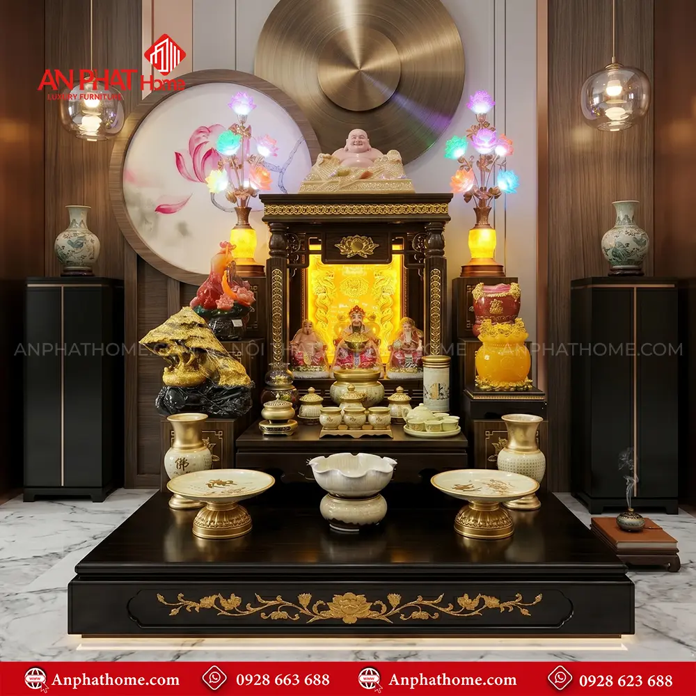 Ban Thần Tài Thổ Địa Cao Cấp Mái Bằng Đồ Thờ Bát Nhã Tâm Kinh BT-2693