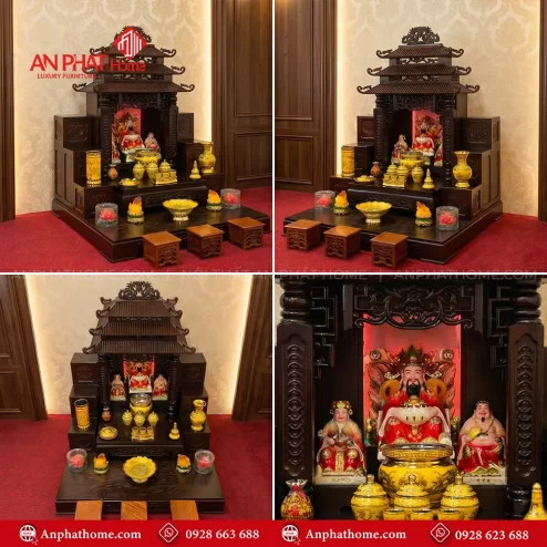 Bàn Thờ Ông Địa Mái Chùa 3 Mái Đồ Thờ Kim Sa Vàng BT-2728