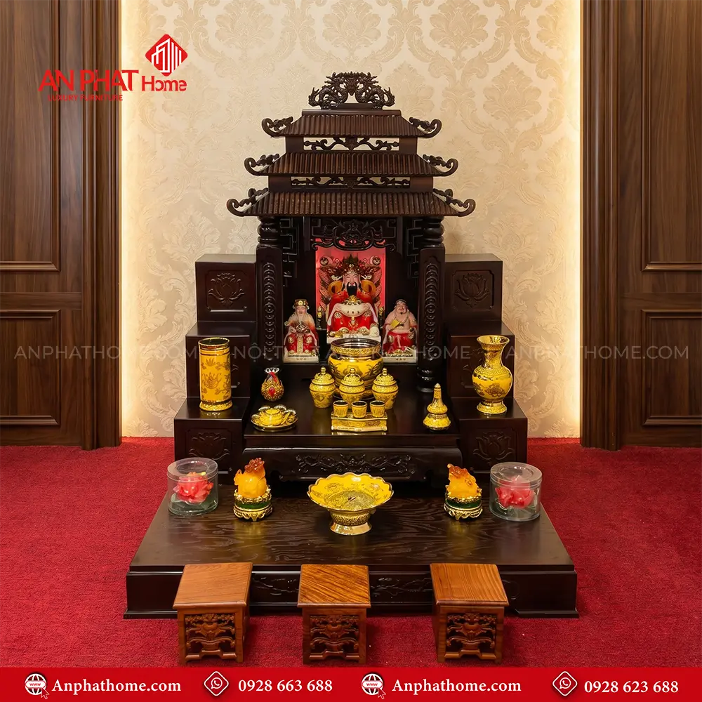 Bàn Thờ Ông Địa Mái Chùa 3 Mái Đồ Thờ Kim Sa Vàng BT-2728