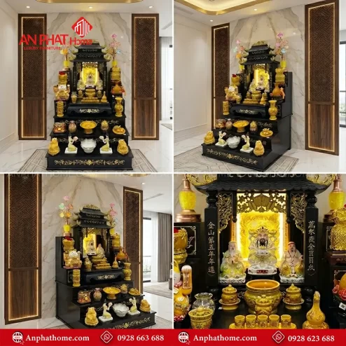 Bàn Thờ Thần Tài Gỗ Hương Tam Cấp Mái Chùa BT-2696