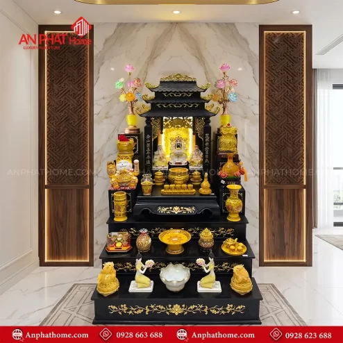 Bàn Thờ Thần Tài Gỗ Hương Tam Cấp Mái Chùa BT-2696