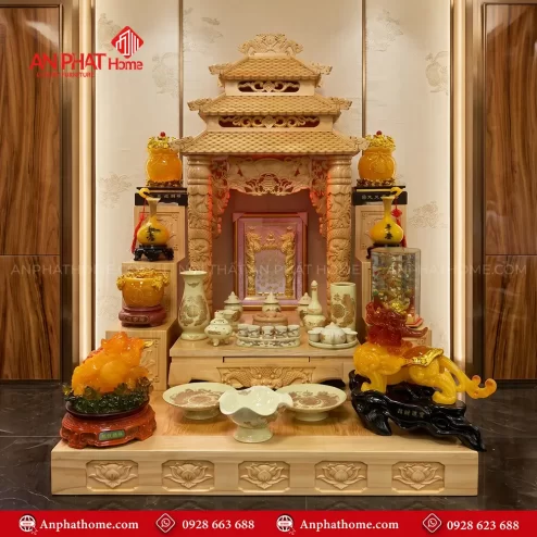 Bàn Thờ Thần Tài Thổ Địa Đẹp Đồ Thờ Men Vàng Bát Tràng BT-2723