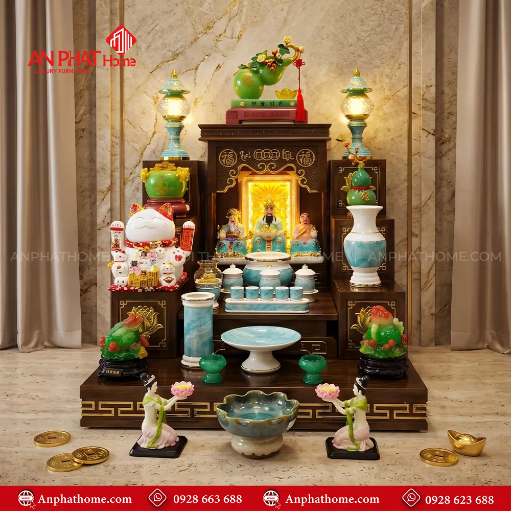 Bàn Thờ Thần Tài Thổ Địa Đồ Thờ Giả Đá Xanh Cao Cấp BT-2674