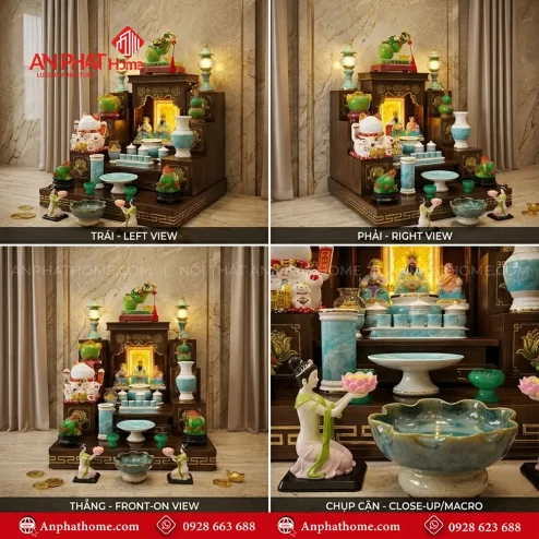 Bàn Thờ Thần Tài Đẹp Đủ Đồ Thờ BT-2682