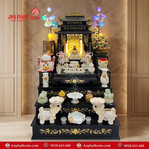 Bàn Thờ Thần Tài Thổ Địa Gỗ Hương Đồ Thờ Bạch Ngọc Cao Cấp BT-2706