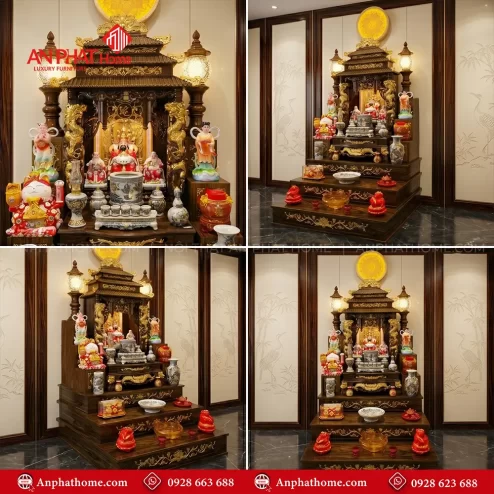 Bàn Thờ Thần Tài Thổ Địa Mái Chùa Đồ Thờ Men Rạn Bát Tràng BT-2729