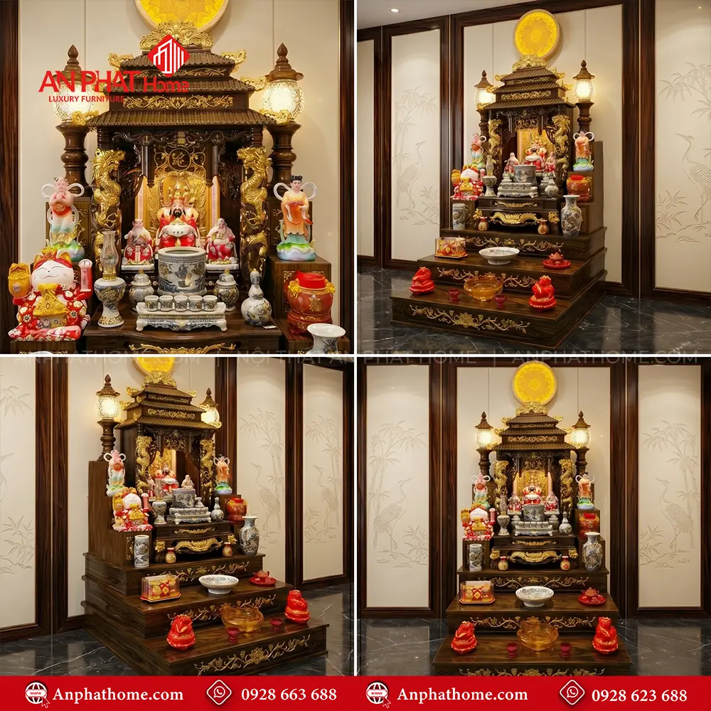 Bàn Thờ Thần Tài Thổ Địa Mái Chùa Đồ Thờ Men Rạn Bát Tràng BT-2729