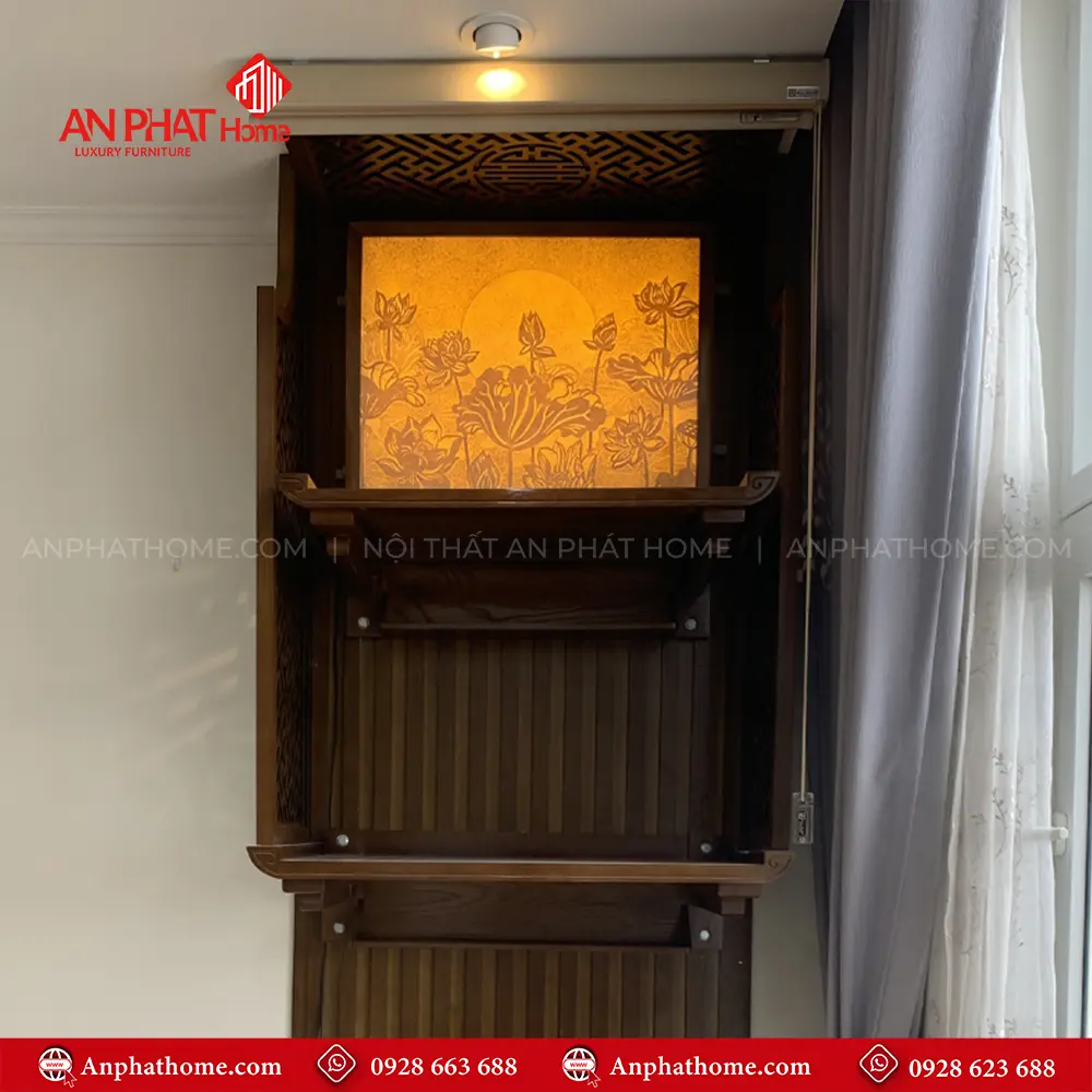 Bàn Thờ Treo Tường 2 Tầng Kết Hợp Tranh Trúc Chỉ Và Rèm Che BT-2663 10 Bàn Thờ Treo Tường 2 Tầng Kết Hợp Tranh Trúc Chỉ Và Rèm Che BT-2663