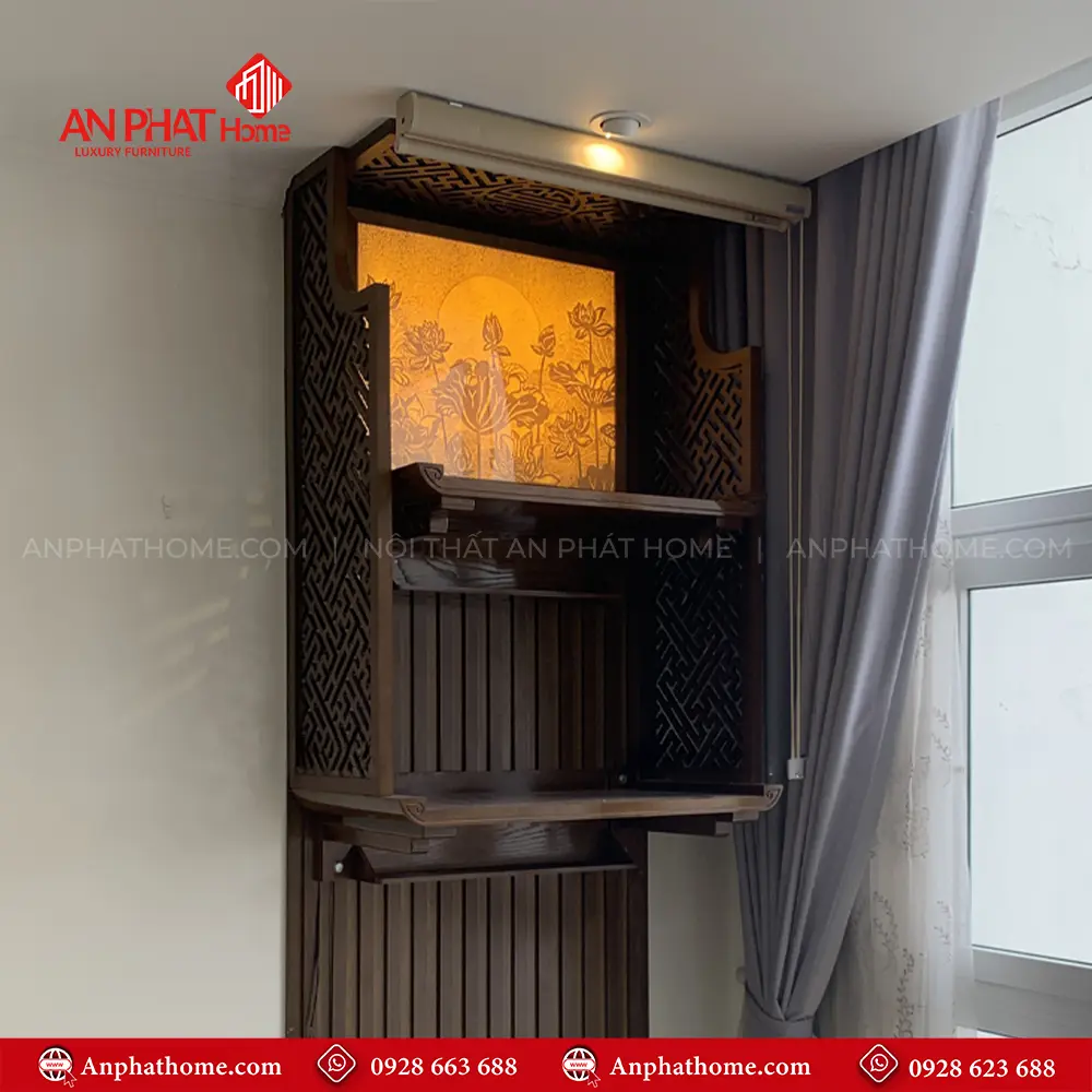 Bàn Thờ Treo Tường 2 Tầng Kết Hợp Tranh Trúc Chỉ Và Rèm Che BT-2663 9 Bàn Thờ Treo Tường 2 Tầng Kết Hợp Tranh Trúc Chỉ Và Rèm Che BT-2663