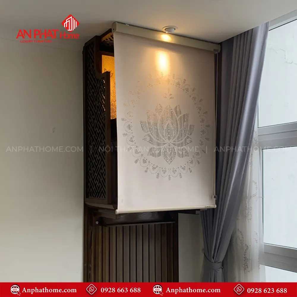 Bàn Thờ Treo Tường 2 Tầng Kết Hợp Tranh Trúc Chỉ Và Rèm Che BT-2663 12 Bàn Thờ Treo Tường 2 Tầng Kết Hợp Tranh Trúc Chỉ Và Rèm Che BT-2663