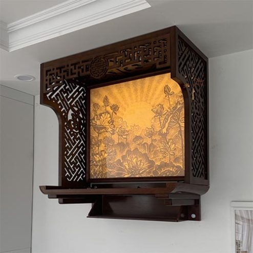 Bàn Thờ Treo Tường Chân Bắp Kết Hợp Tranh Trúc Chỉ Đẹp BT-2612