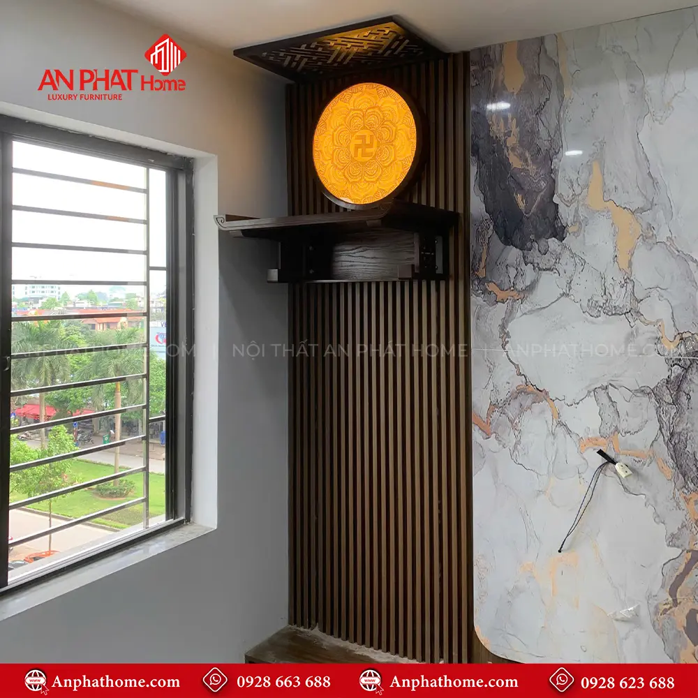 Bàn Thờ Treo Tường Chung Cư Kết Hợp Vách Gỗ Nan Sóng BT-2666 7 Bàn Thờ Treo Tường Chung Cư Kết Hợp Vách Gỗ Nan Sóng BT-2666