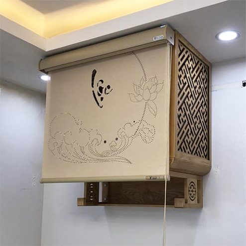 Bàn Thờ Treo Tường Hiện Đại Kết Hợp Rèm Vải Cao Cấp BT-2611