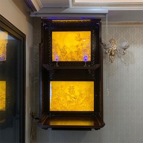 Bàn Thờ Treo Tường Phật Kết Hợp Thần Linh Gia Tiên Hiện Đại BT-2617