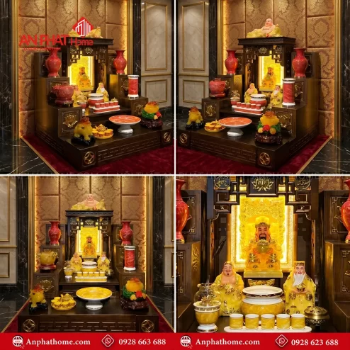 Mẫu Bàn Thờ Ông Địa Đẹp Đồ Thờ Giả Đá Vàng BT-2722