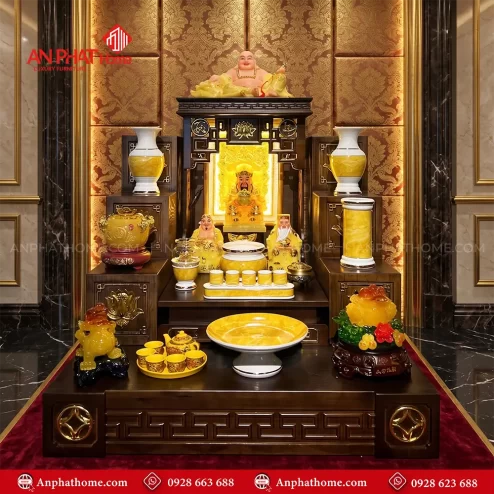 Mẫu Bàn Thờ Ông Địa Đẹp Đồ Thờ Giả Đá Vàng BT-2722