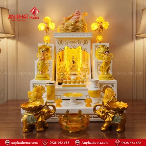 Mẫu Bàn Thờ Ông Địa Hiện Đại Cao Cấp Đồ Thờ Vàng BT-2681