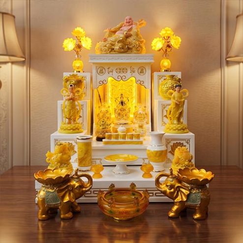 Mẫu Bàn Thờ Ông Địa Hiện Đại Cao Cấp Đồ Thờ Vàng BT-2681